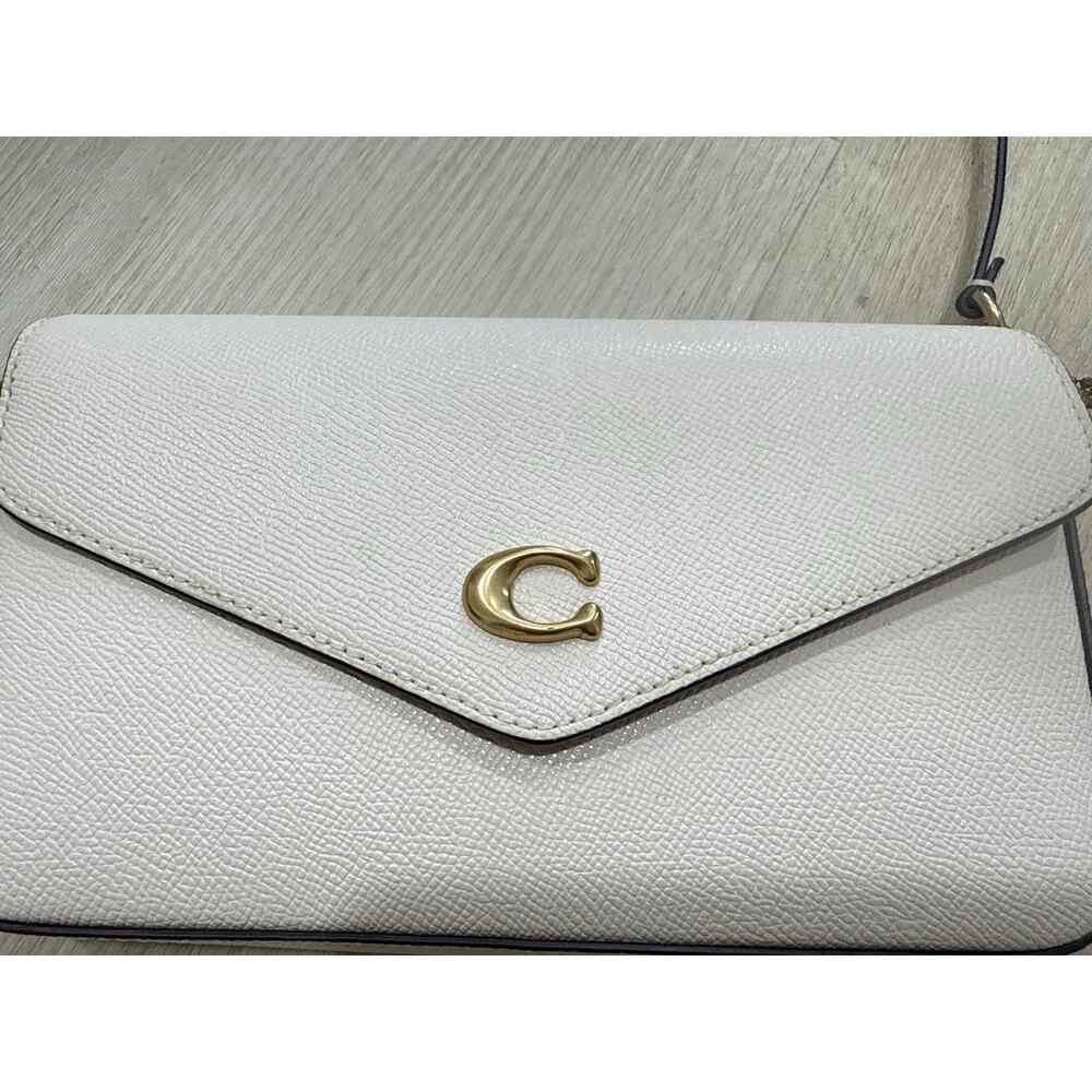 Coach Wyn Crossbody Chalk White Crossgrain Leather Bag C8439 Envelope Clutch - Picture 3 of 13